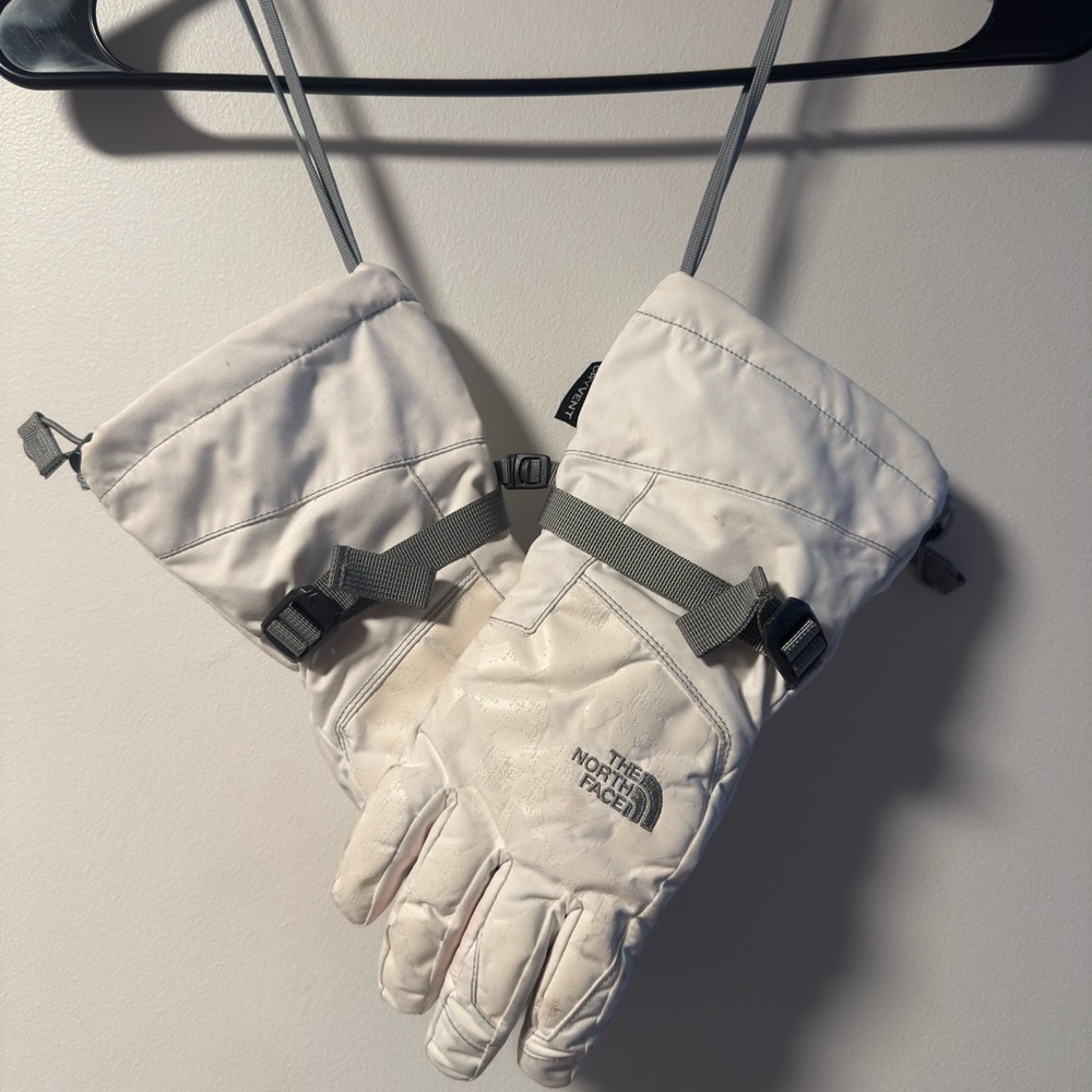 The North Face Gray and White Snow Gloves